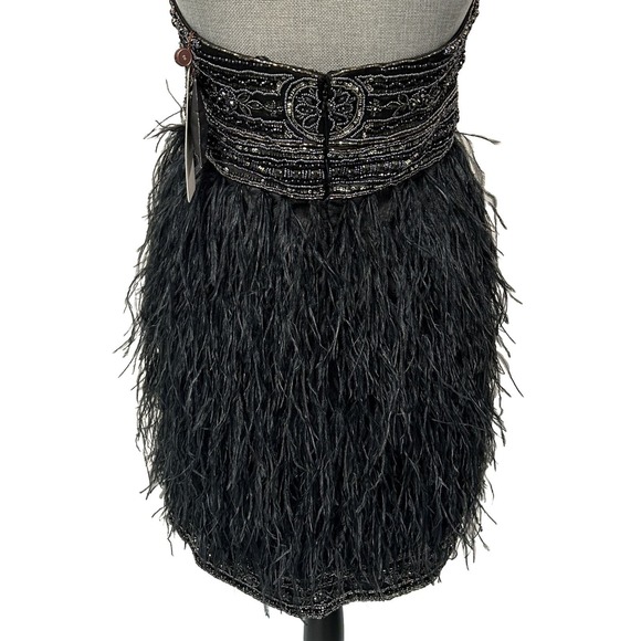 Sue Wong Nocturne Strapless Black Beaded Ostrich Feather Cocktail Dress Size 8 - Picture 11 of 16